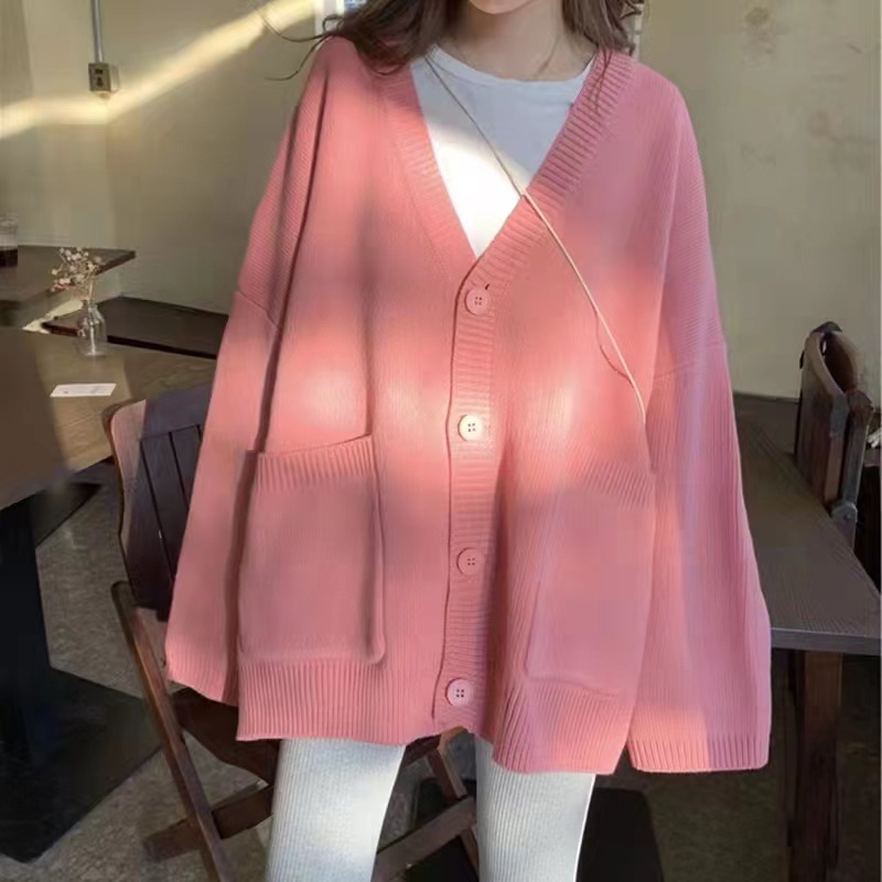 Cardigan de malha desleixado com bolsos