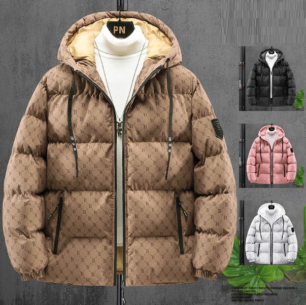 OUTONO E INVERNO CASUAL IMPRESSÃO POPULAR ACOLCHOADO CASACO DE ALGODÃO MASCULINO