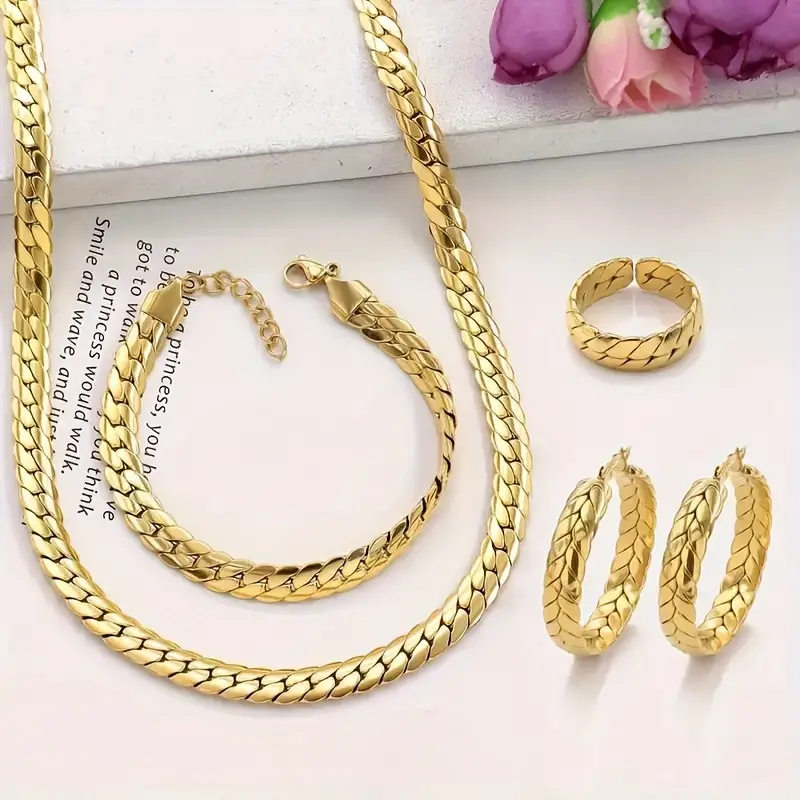 Conjunto de joias banhadas a ouro 14k