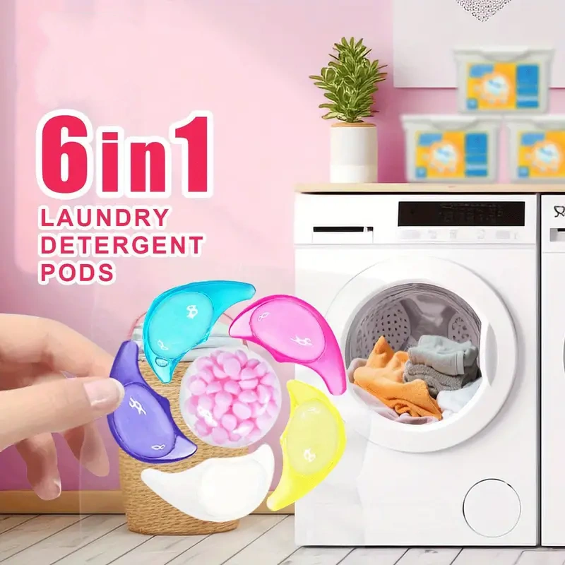 ✨【30/50/100 comprimidos】✨Grânulos de fragrância para roupa 6 em 1, fragrância de longa duração, super concentrado, poderoso detergente desinfetante