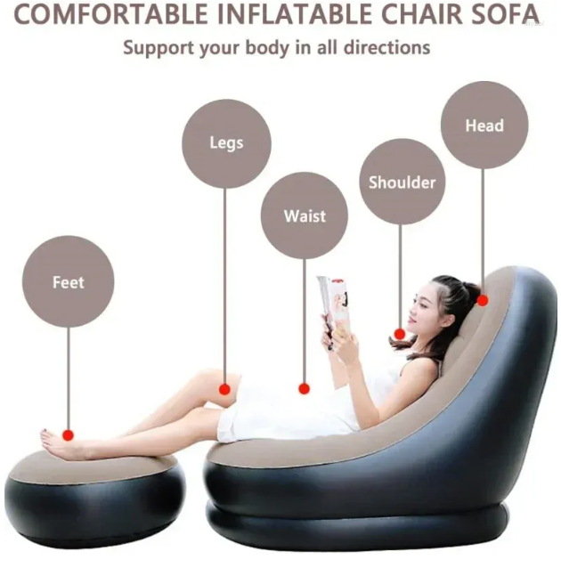 Travesseiro insuflável casual saco de feijão sofá preguiçoso conjunto ao ar livre dobrável deck cadeira cama assento macio tatami footstool cadeira do quarto