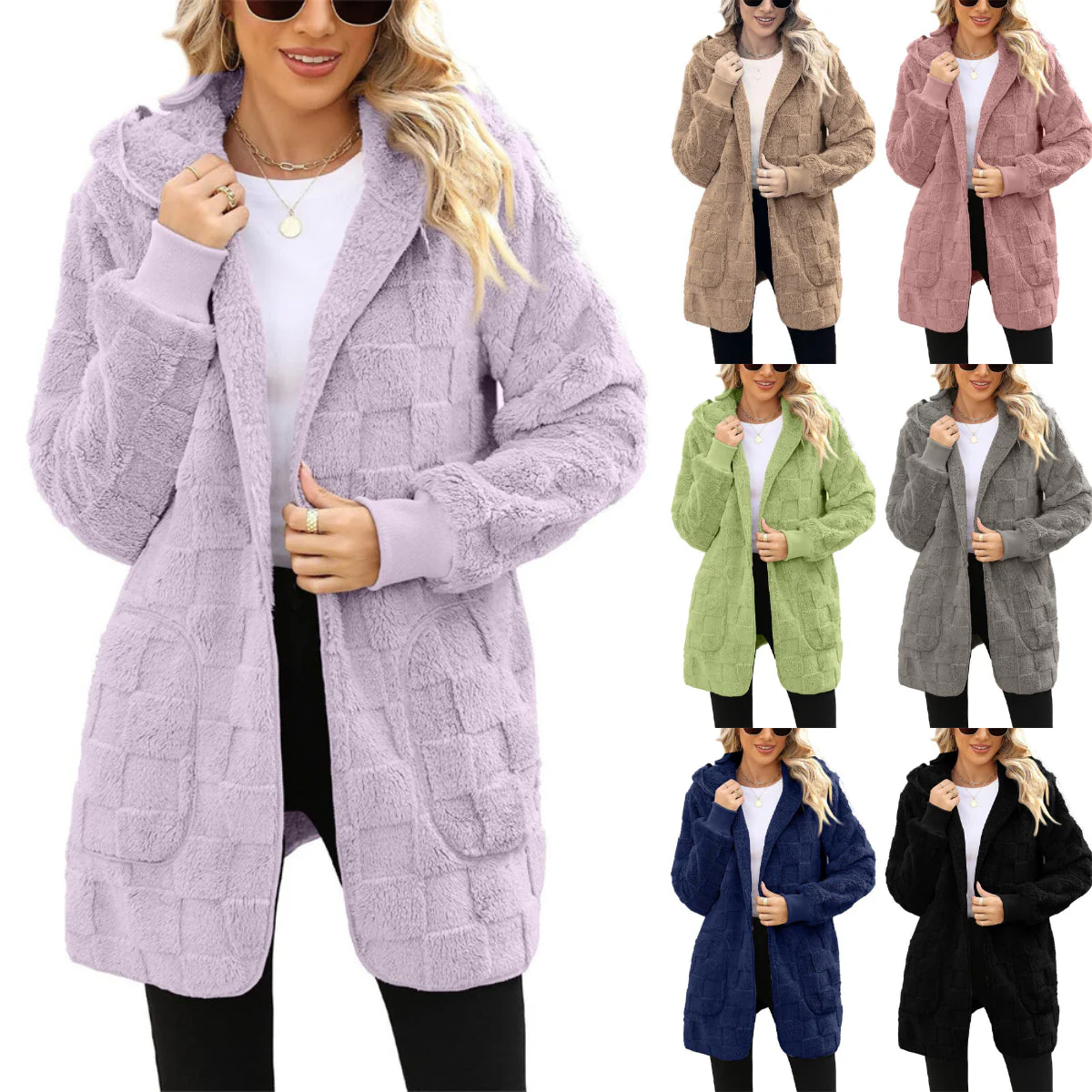 ☃️50% de desconto por tempo limitado❄️[P-5XG]🌸Novidade para o inverno: Jaqueta feminina de lã xadrez para lazer