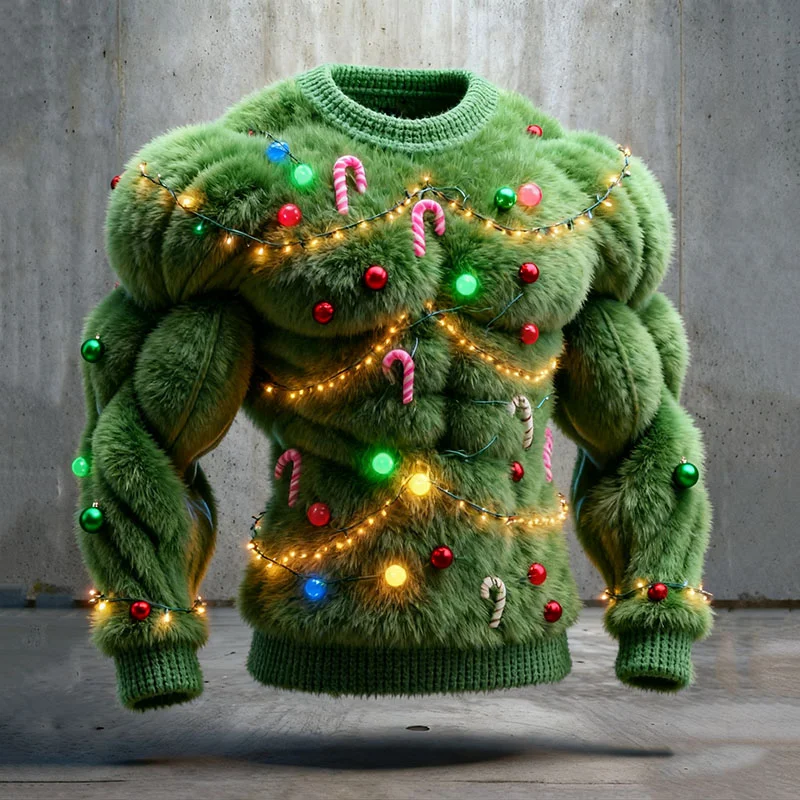 Suéter masculino feio de árvore de Natal para cosplay