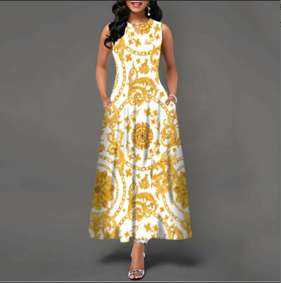 [Copy][Copy][Copy][Copy][Copy][Copy][Copy]😎💃Novidades de Verão💥【Tamanhos S-5XL】Vestido Maxi Estampado Sem Mangas (Tamanhos Plus Size) | Confortável e Respirável, um Artigo Essencial para o Verão - WX-8#