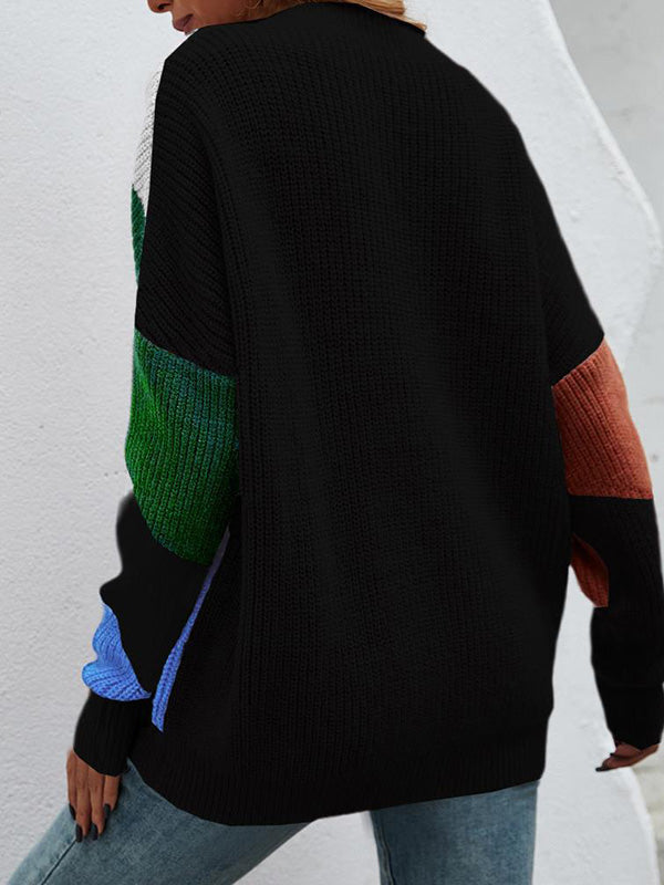 Cardigã Color Block com botões