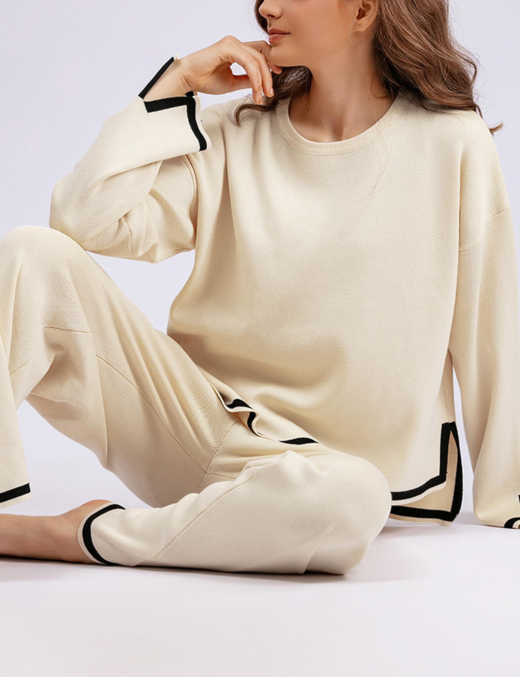 Fato casual elegante em malha elástica