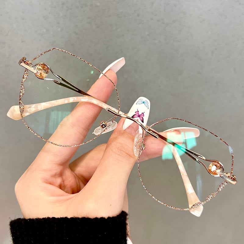 🎁ÓCULOS DE PRESBIOPIA ANTI-LUZ AZUL SEM ARO DIAMANTE FEMININO