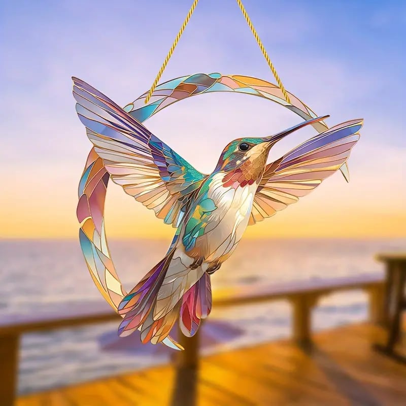 💖 Hummingbird Light Catcher Colorido Janela Pendurada (Impressão Acrílica Dupla Face) 💥 Compre 2 e ganhe 20% de desconto extra e portes grátis