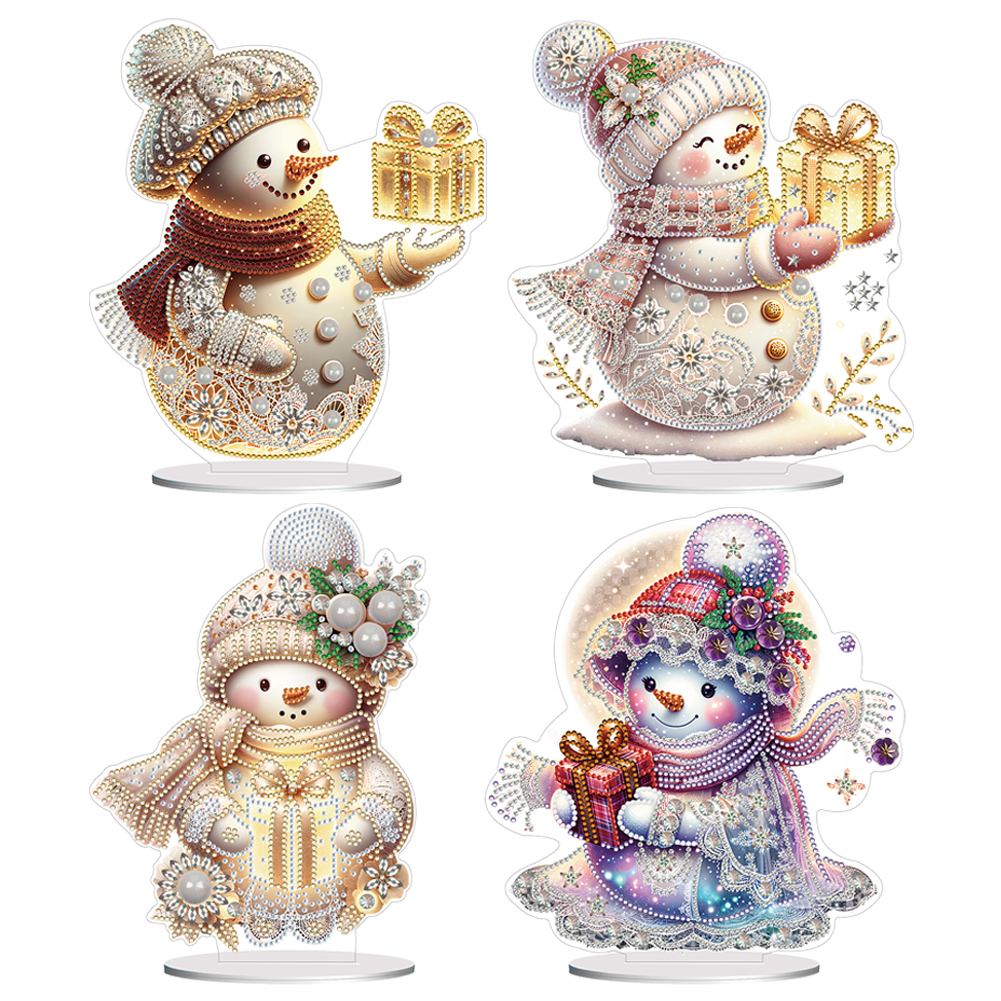 5D DIY Forma Especial Pintura Diamante Ornamento de Mesa Kit de Decoração de Boneco de Neve