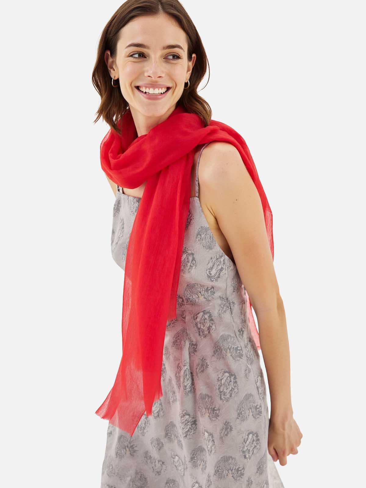 Featherlight Red Cashmere Scarf