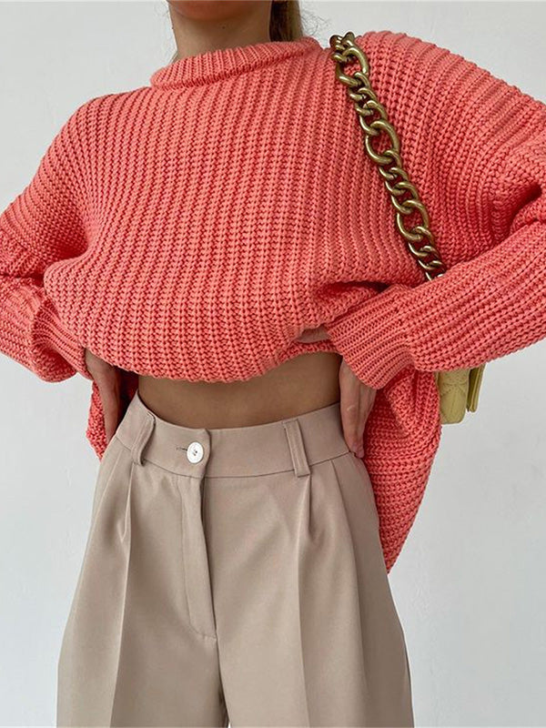 Suéter robusto de malha com gola redonda