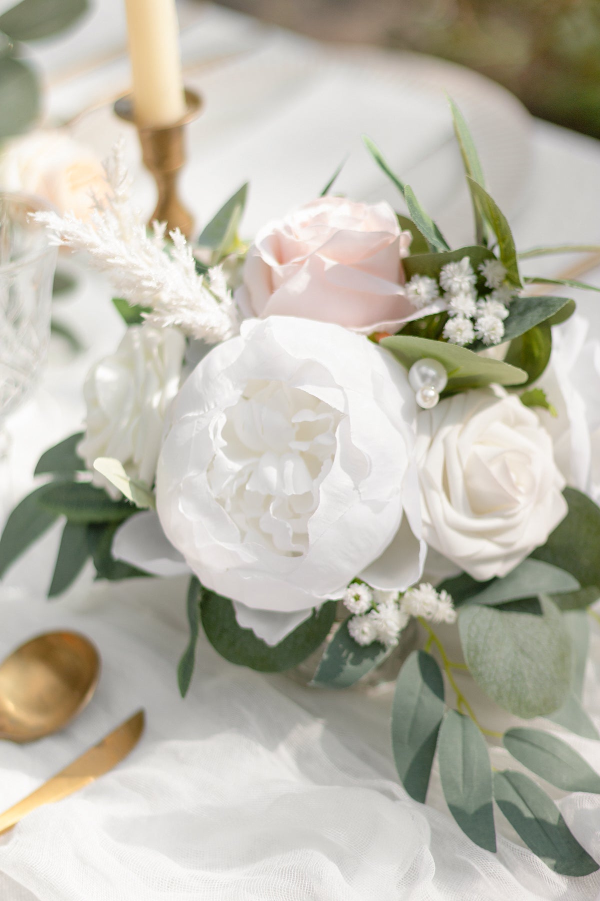 Caixas de flores de designer de peônia com toque natural