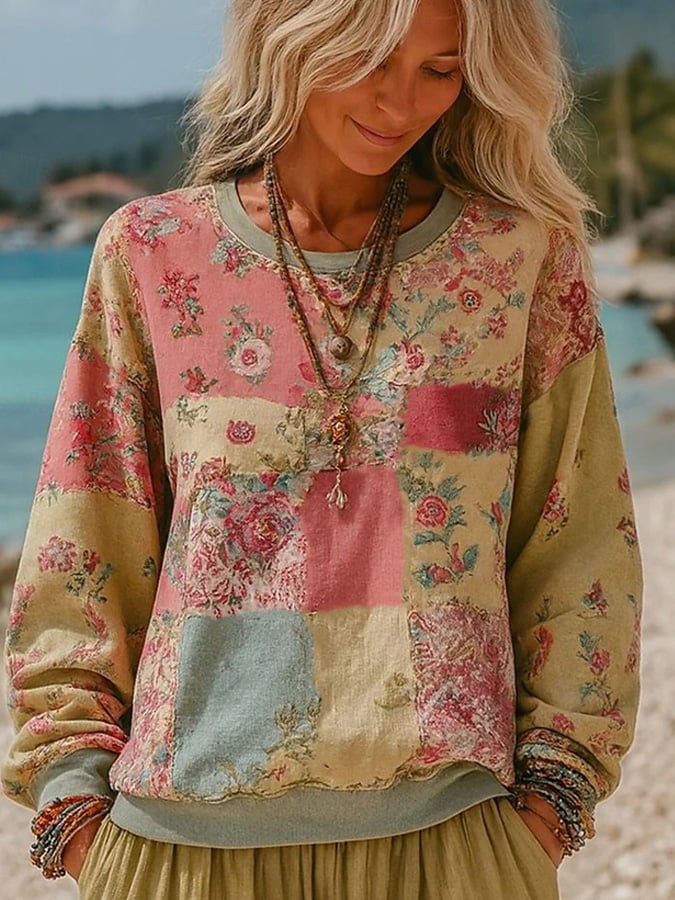 Women's Casual Floral Print Sweatshirt