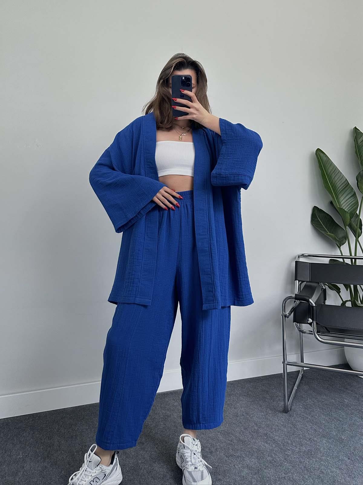 2023 novo outono solto e confortável cardigan de manga comprida + bolso de cintura alta calças casuais conjunto de duas peças