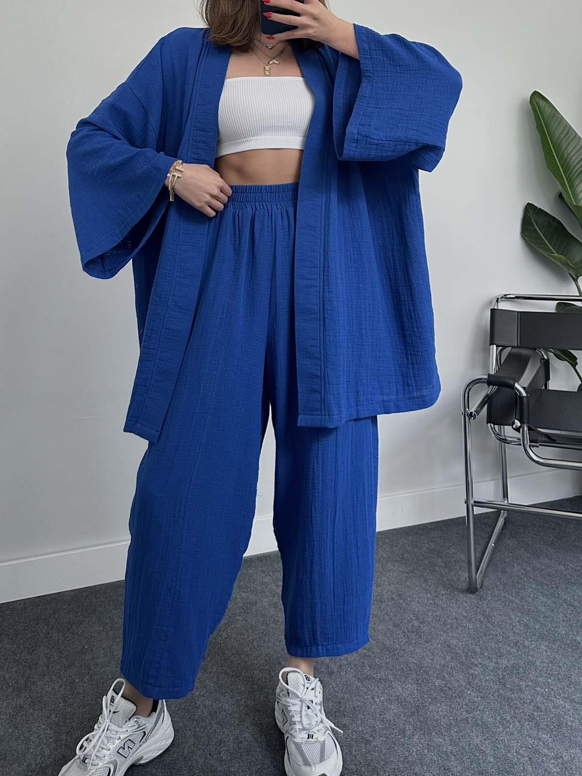 2023 novo outono solto e confortável cardigan de manga comprida + bolso de cintura alta calças casuais conjunto de duas peças