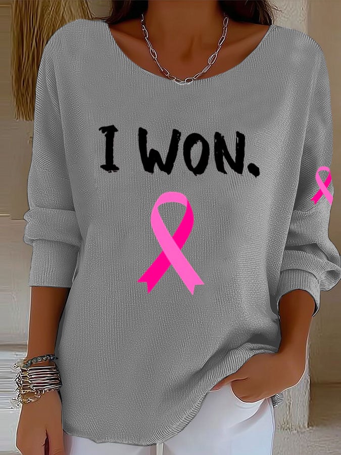 Women's Breast Cancer Survivor Print Knitted Top