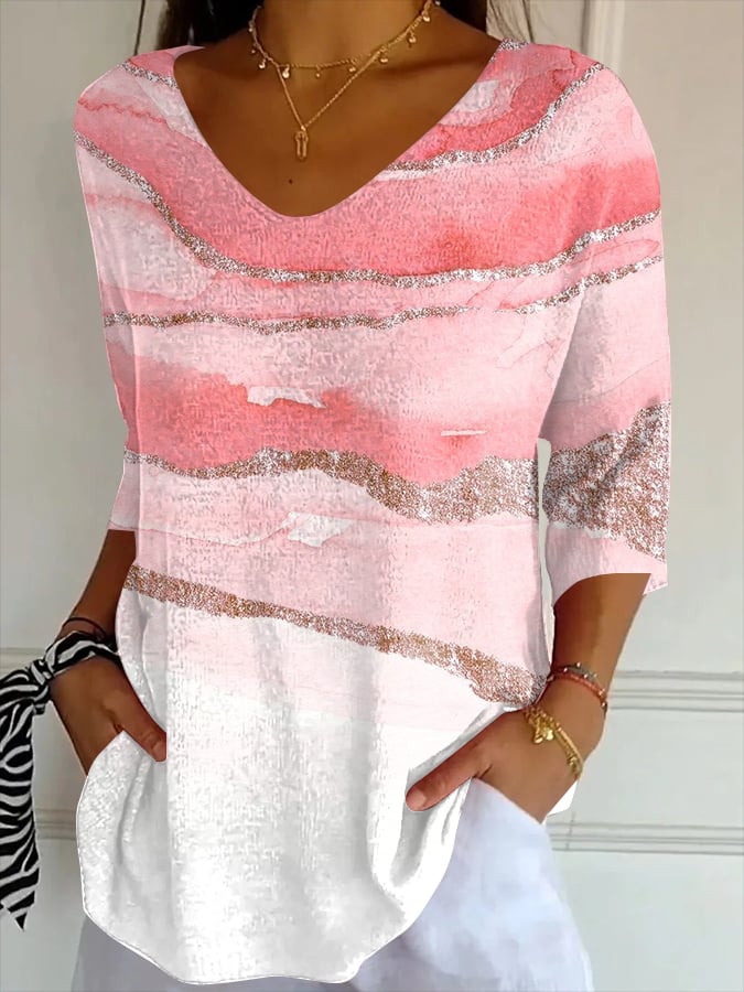 Women's Casual Breast Cancer  Knitted T-shirt