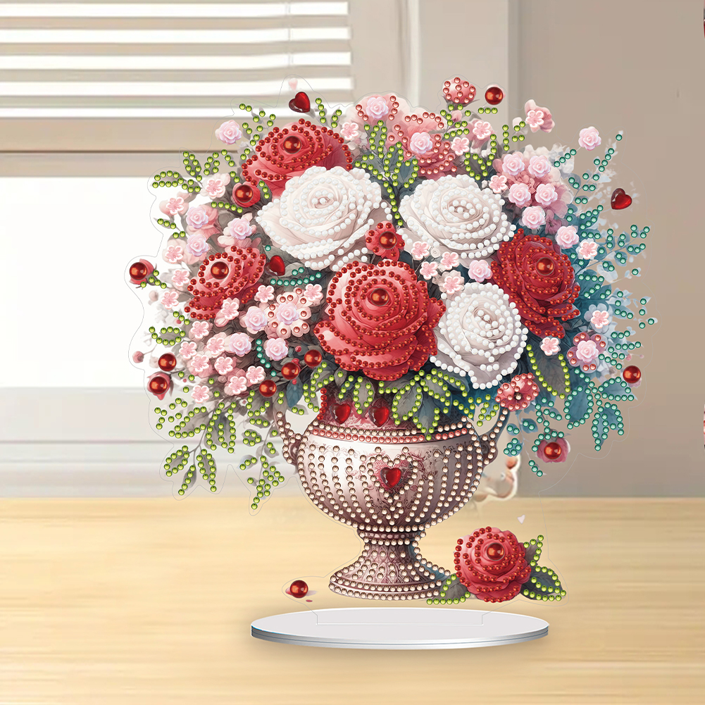 5D DIY forma especial pintura diamante mesa ornamento vaso kit de decoração de flores