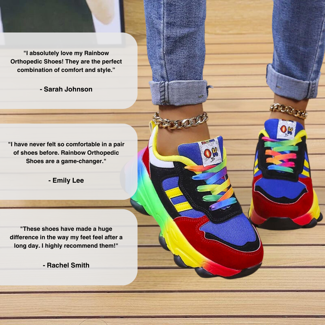 Tênis ortopédicos arco-íris
