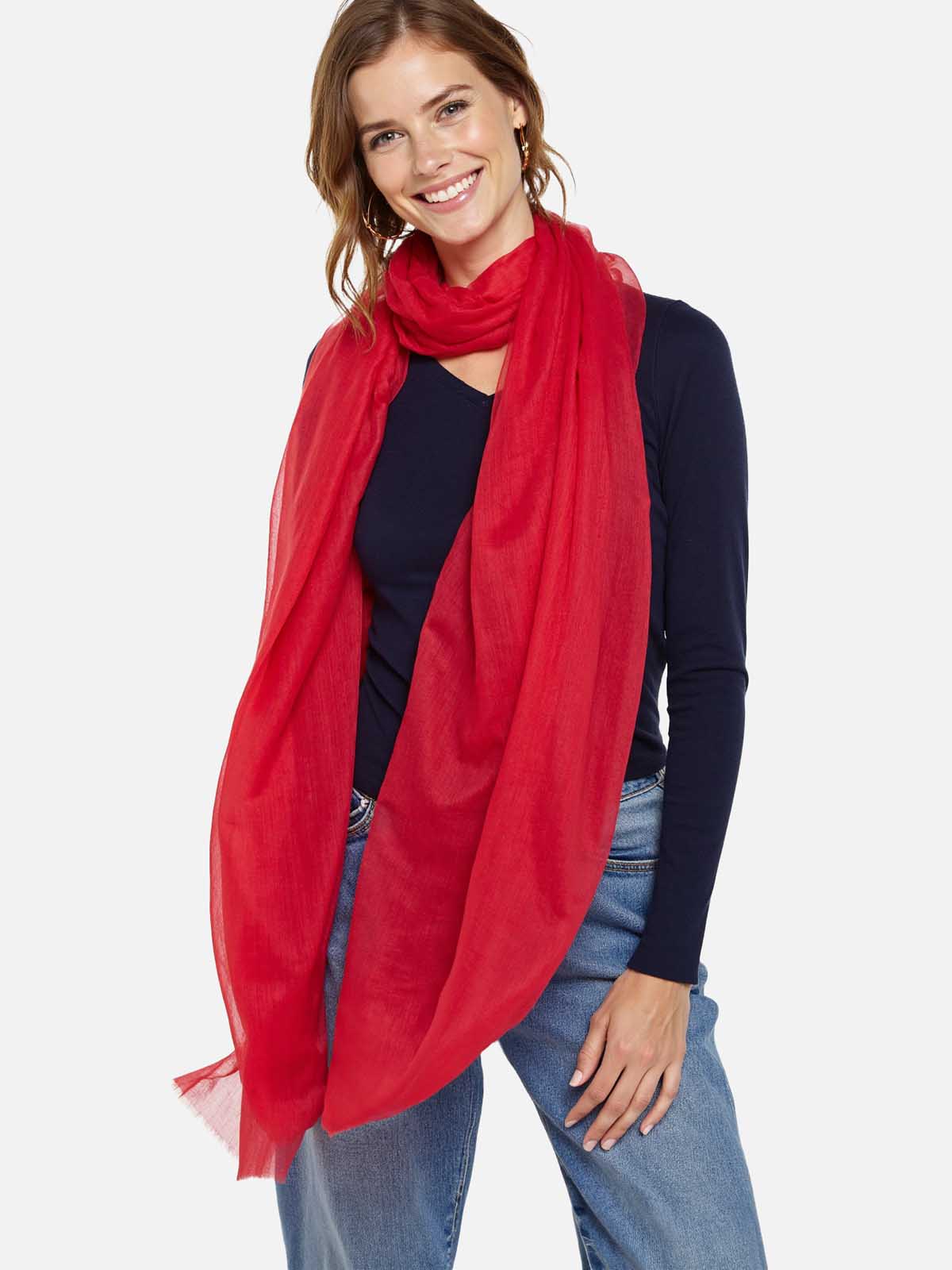 Featherlight Red Cashmere Scarf