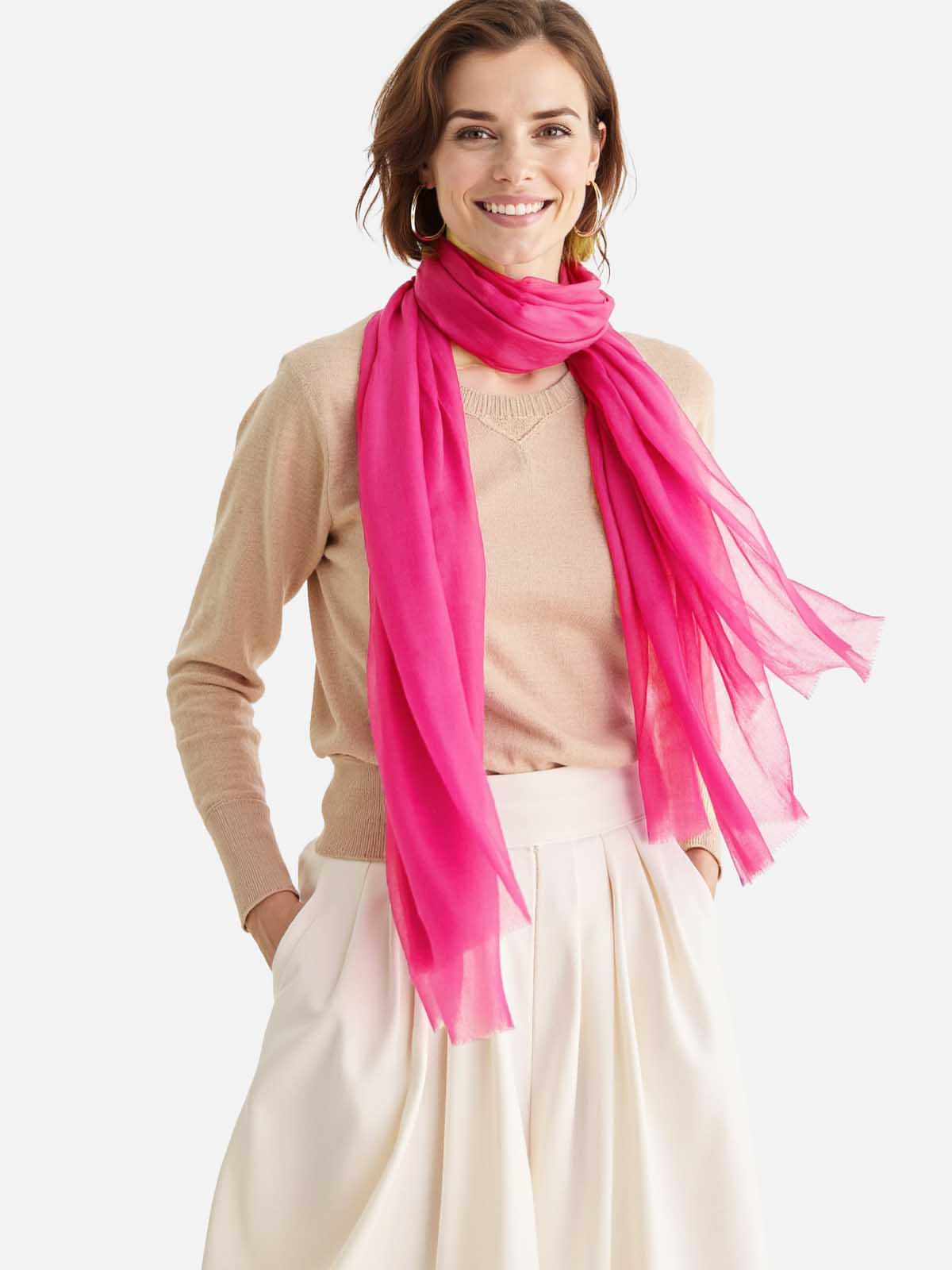 Featherlight Fuchsia Cashmere Scarf