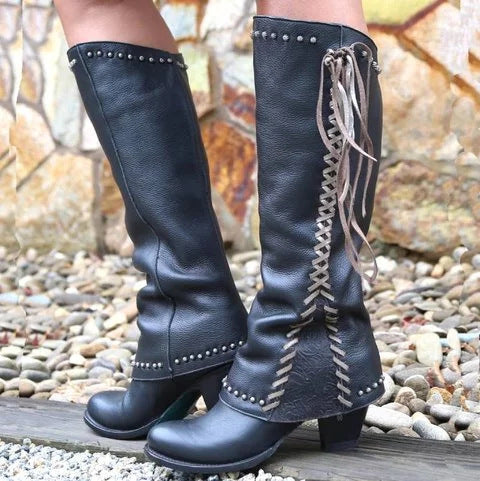 Outono e inverno novas botas de couro botas de senhora