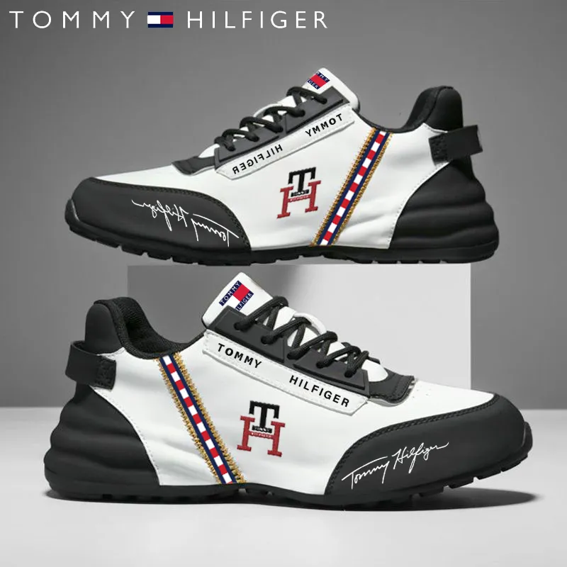 Tommy Hilfiger® 2023 sapatos masculinos confortáveis ​​e antiderrapantes em couro de bezerro
