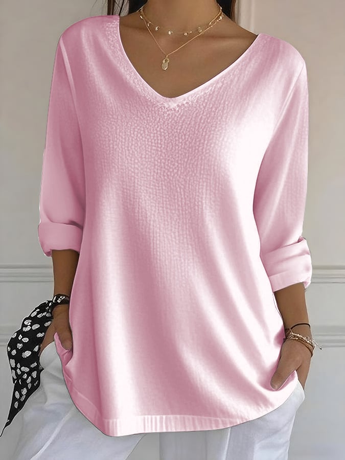 Women's Casual Autumn And Winter Long-Sleeved Bubble Wrinkled Bottoming Shirt