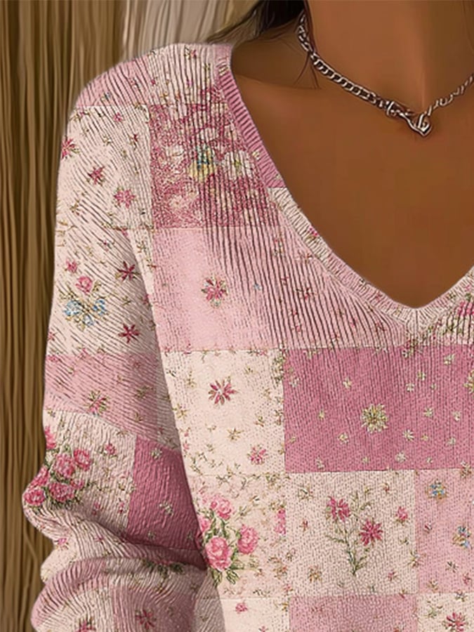 Women's Breast Cancer Print Long Sleeve Top