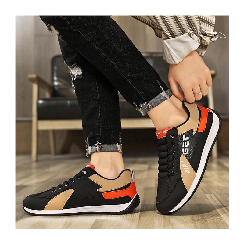 Tênis casuais leves de couro genuíno masculino