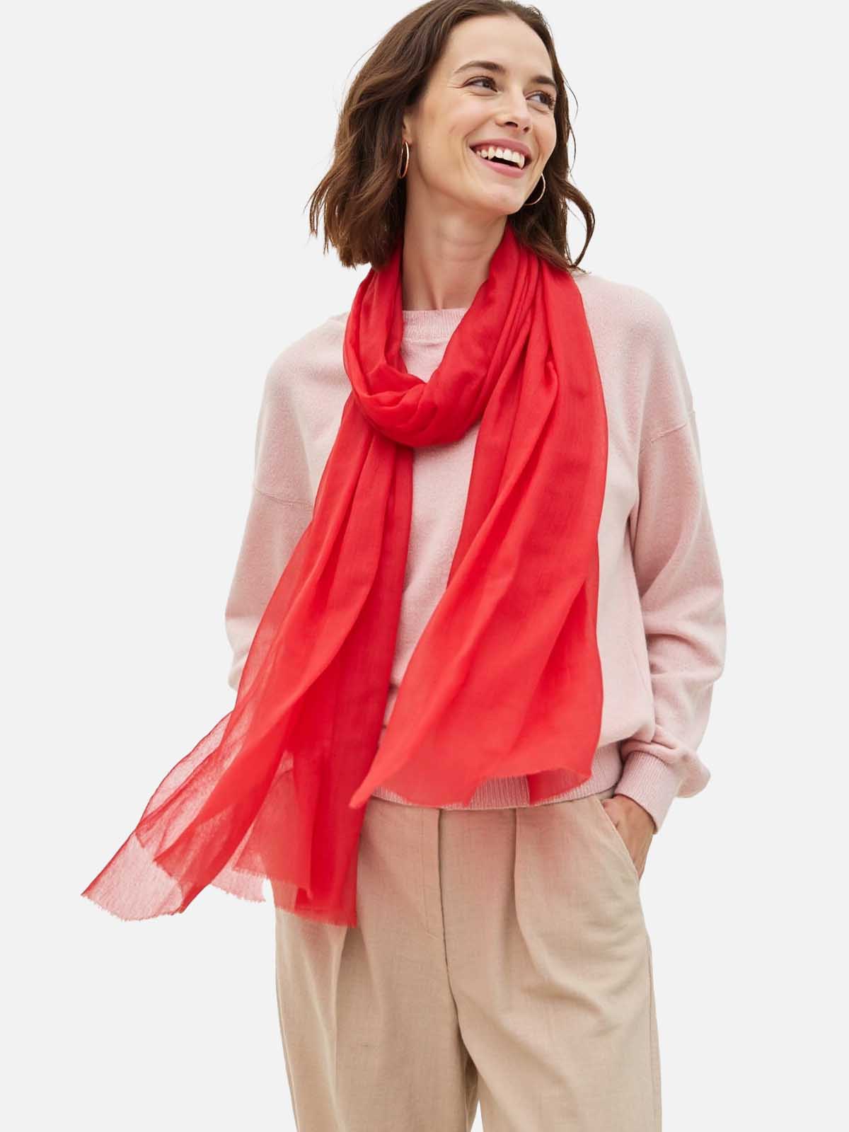 Featherlight Red Cashmere Scarf