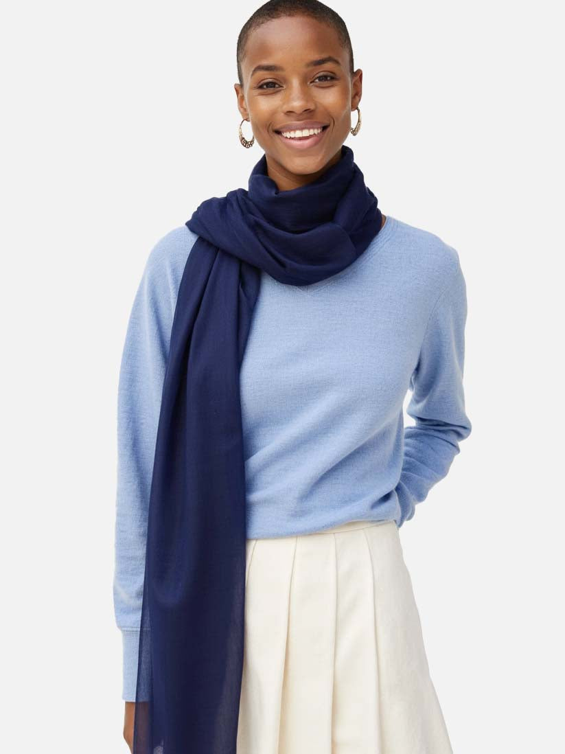 Featherlight Navy Blue Cashmere Scarf