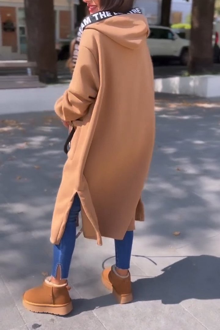 🍂Casaco comprido para mulher com capuz