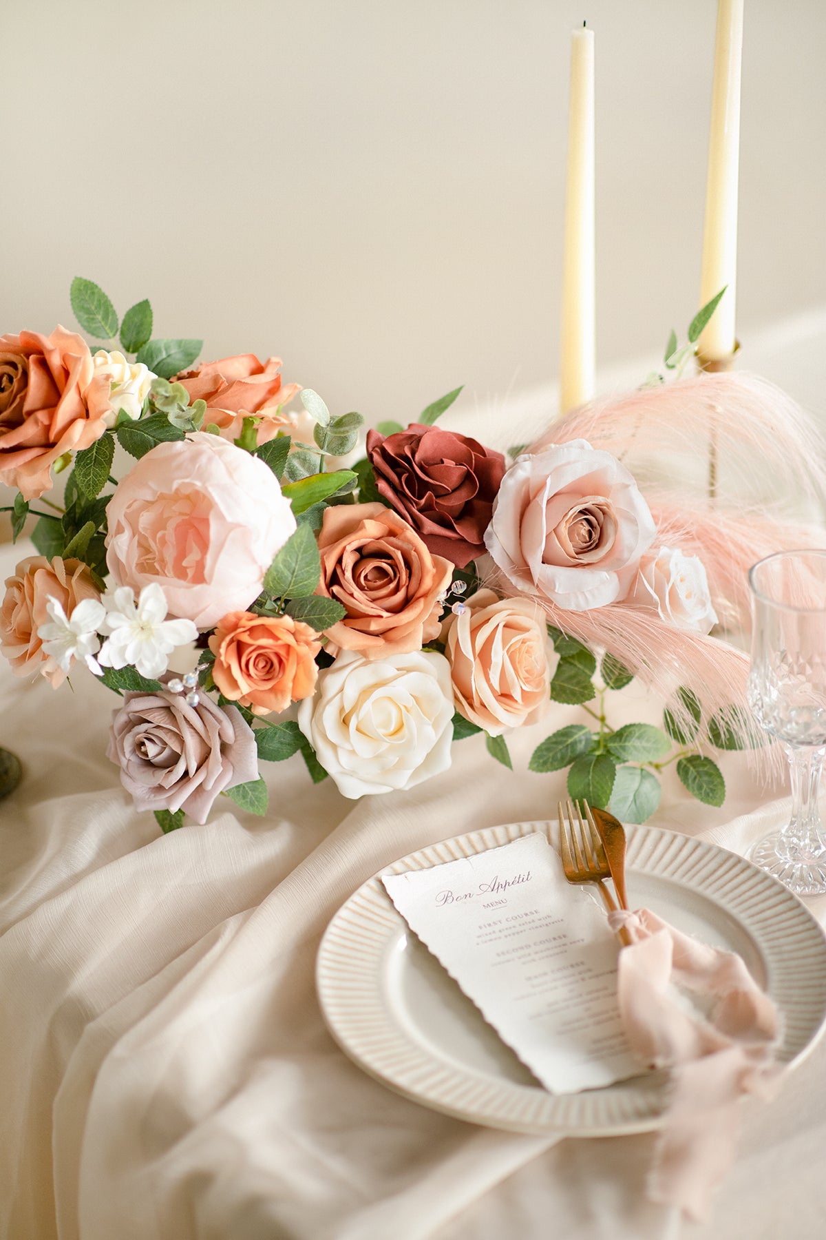 Caixas de flores de designer de peônia com toque natural