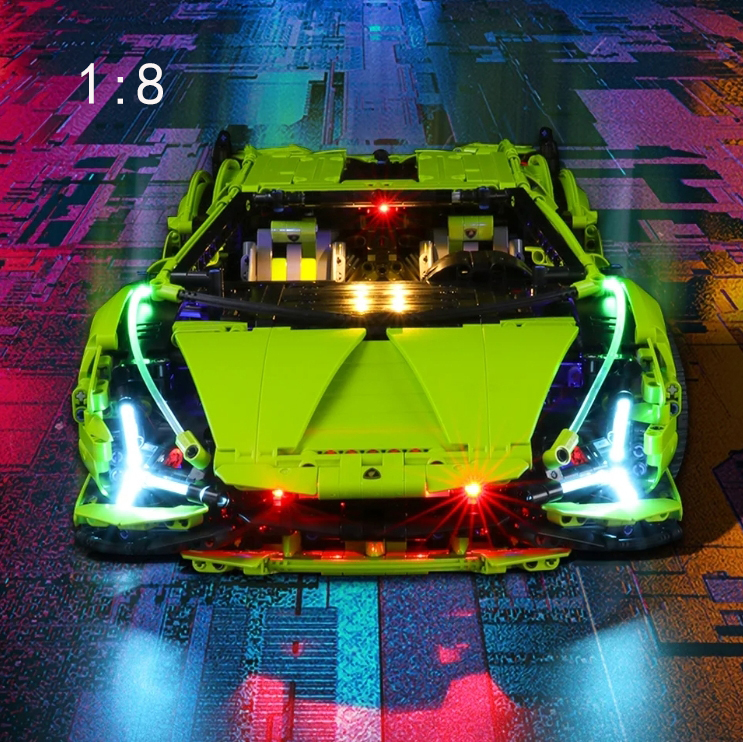 🎄🎄DIY dynamic version 1:8 Scale Super Car Building Kit with Electroplated Metal Parts Creative Building Toys for Adults (3696 Pieces)🌟🌟