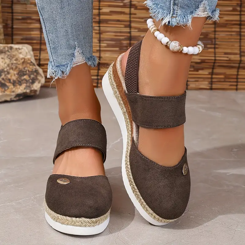 Sandálias plataforma ortopédicas femininas casuais respiráveis ​​e sem atacadores
