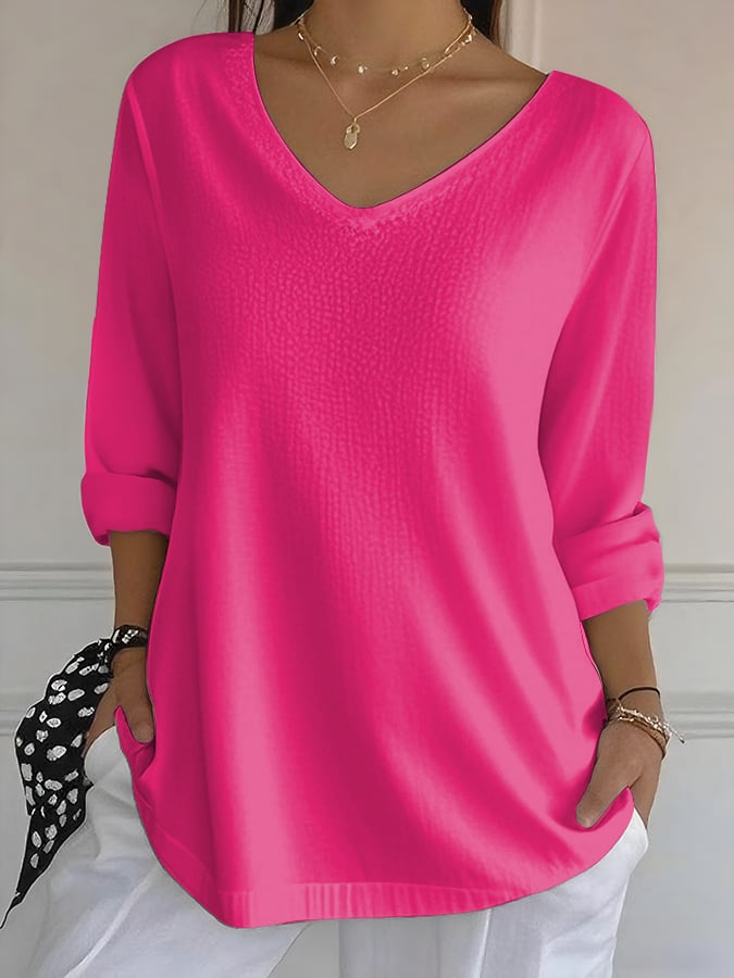 Women's Casual Autumn And Winter Long-Sleeved Bubble Wrinkled Bottoming Shirt