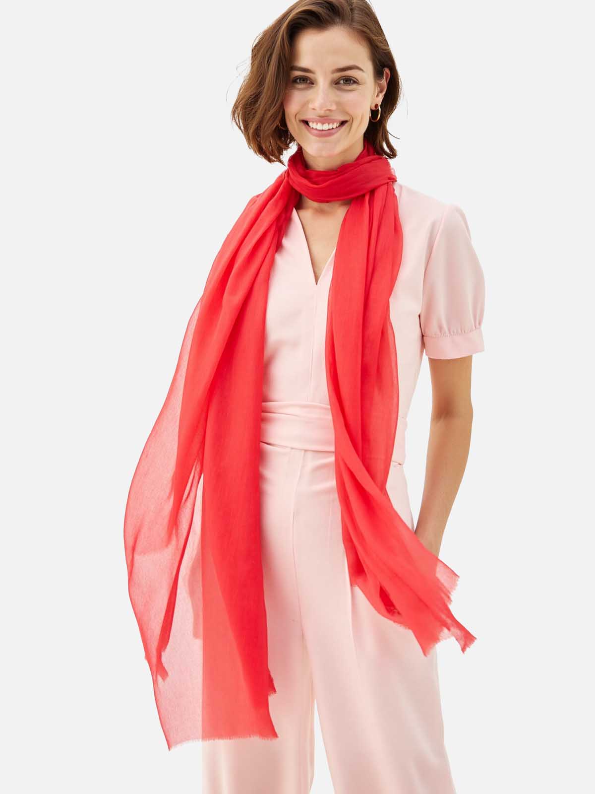 Featherlight Red Cashmere Scarf