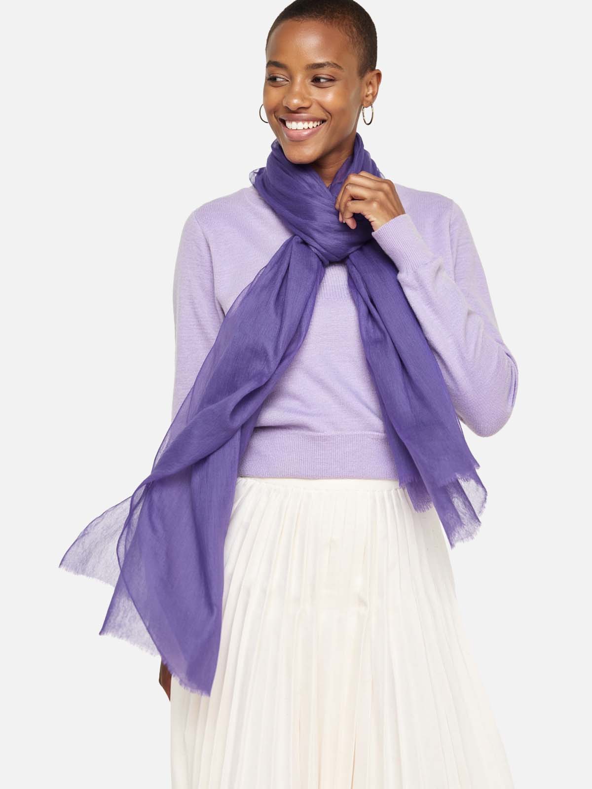 Featherlight Royal Purple Cashmere Scarf