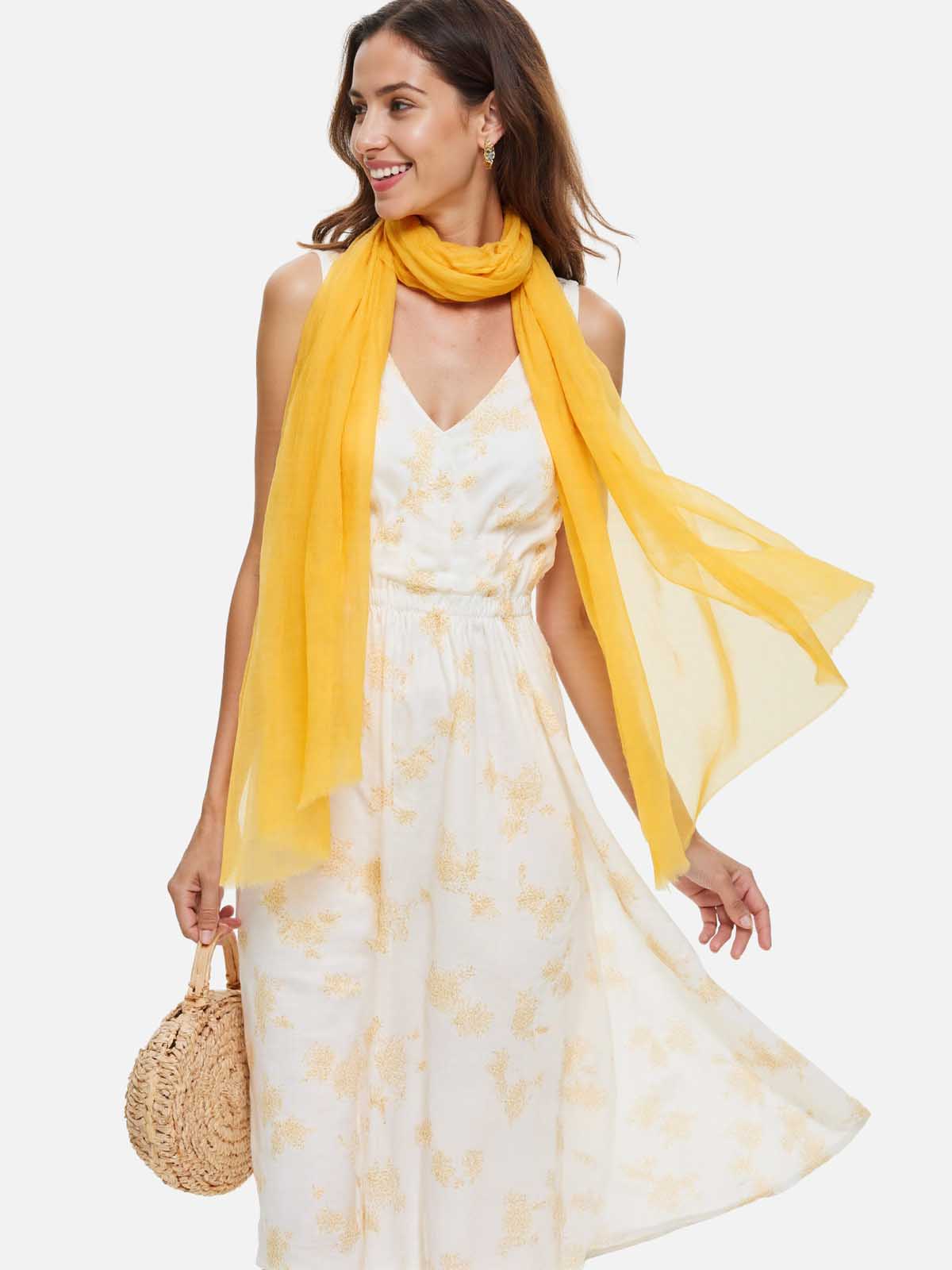 Featherlight Daffodil Cashmere Scarf