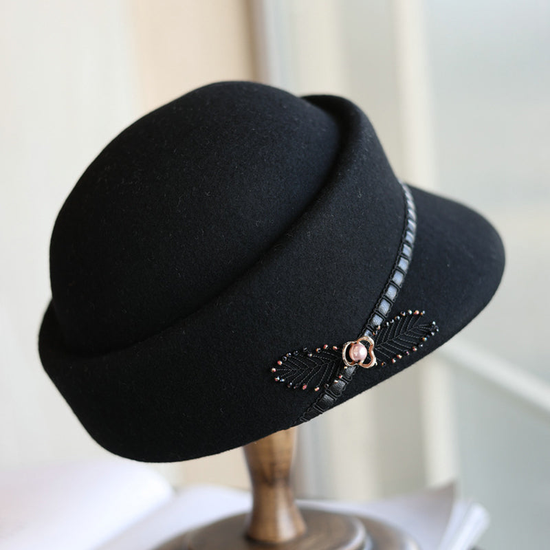 Boina de feltro para mulher em estilo retro