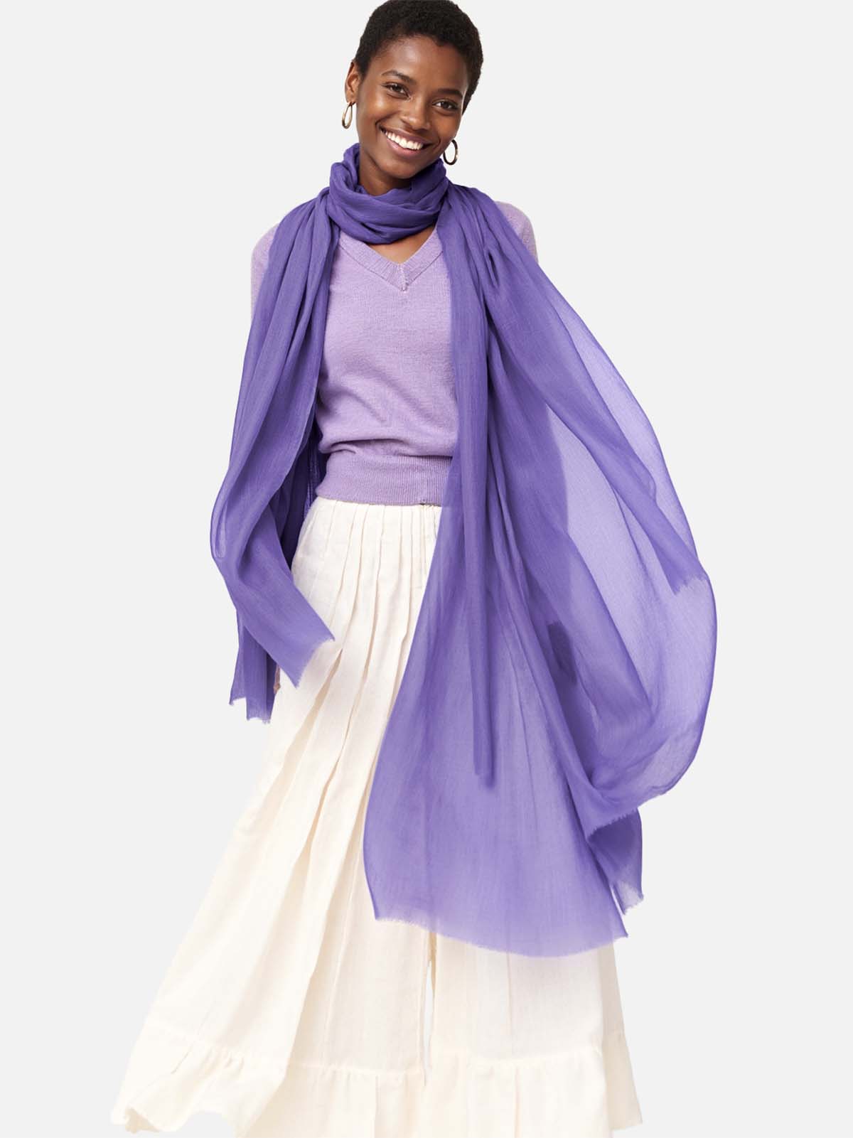 Featherlight Royal Purple Cashmere Scarf