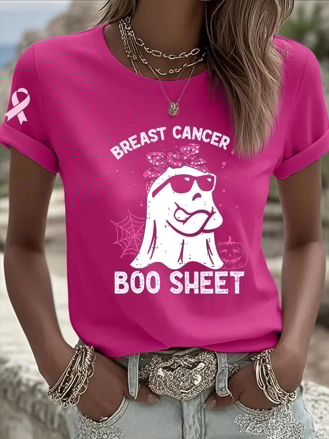 Women's CasualBreast Cancer is Boo Sheet  T-Shirt