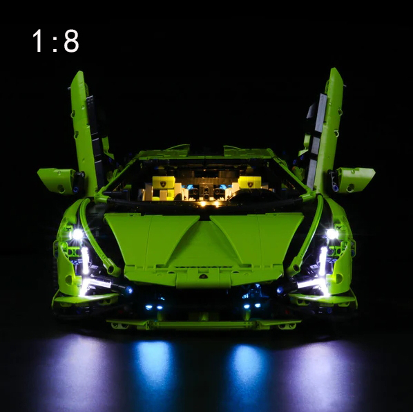 🎄🎄DIY dynamic version 1:8 Scale Super Car Building Kit with Electroplated Metal Parts Creative Building Toys for Adults (3696 Pieces)🌟🌟
