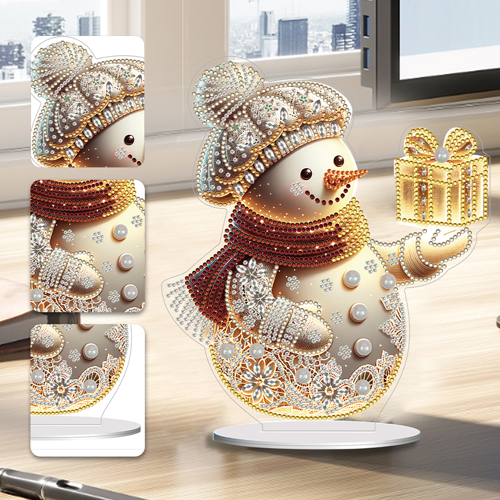 5D DIY Forma Especial Pintura Diamante Ornamento de Mesa Kit de Decoração de Boneco de Neve