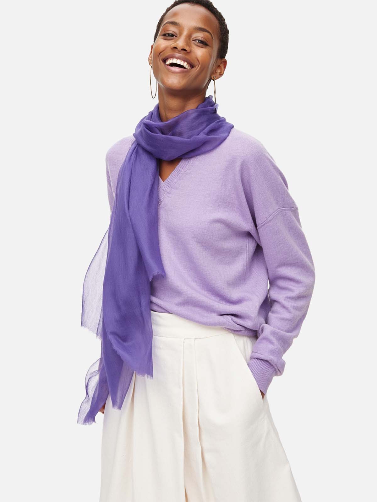 Featherlight Royal Purple Cashmere Scarf