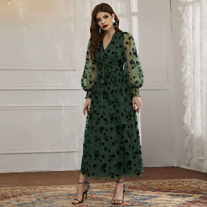 Vestido de renda floral (S-XL)