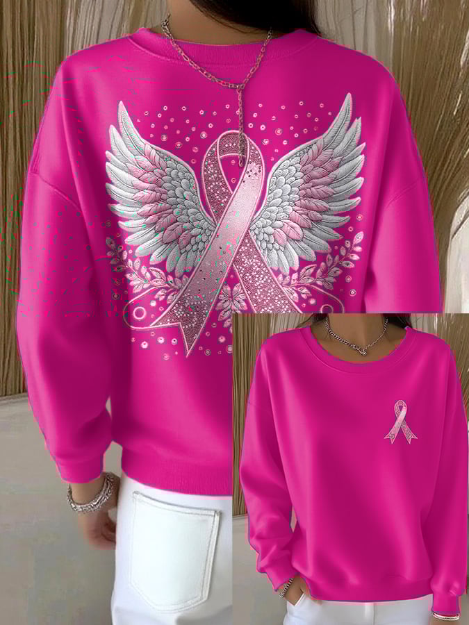 Women's casual pink wings sweatshirt