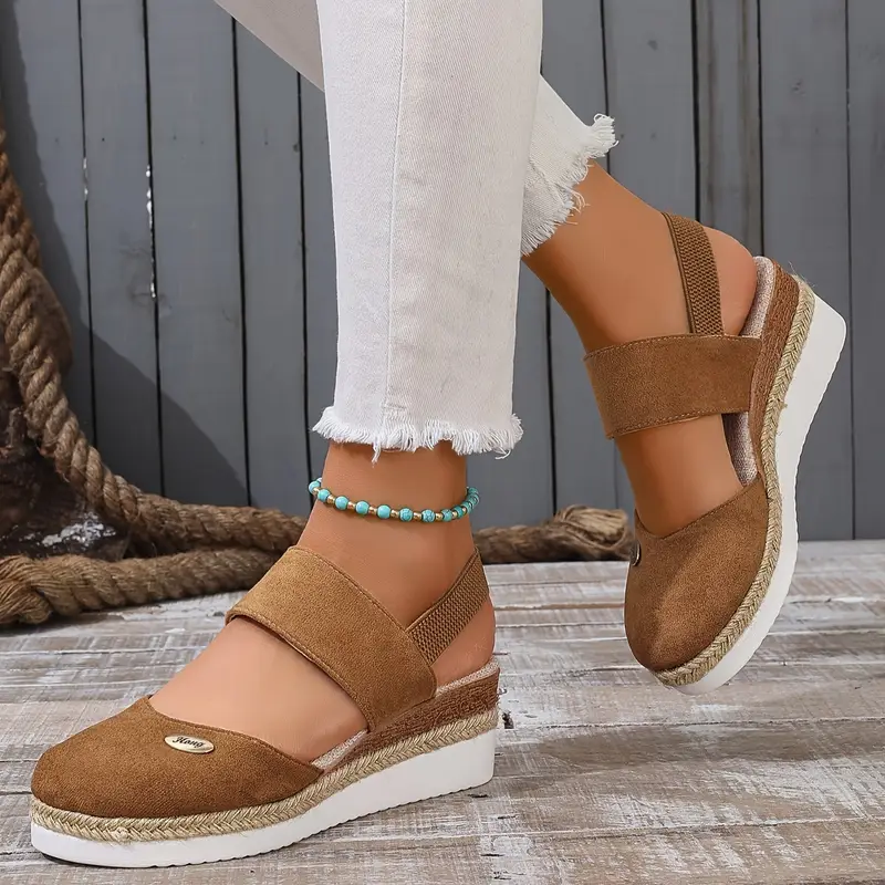 Sandálias plataforma ortopédicas femininas casuais respiráveis ​​e sem atacadores