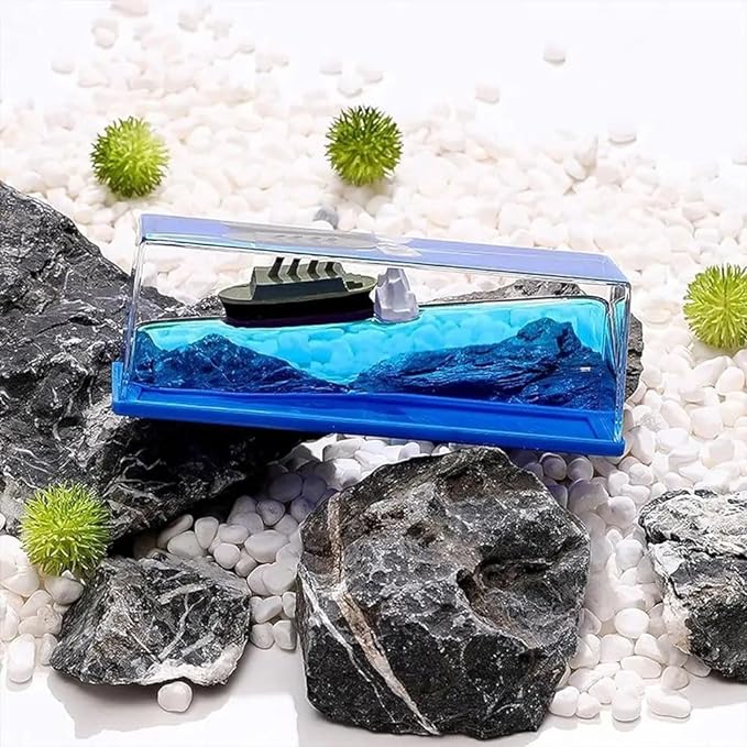 Barco flutuante interior do carro com iceberg